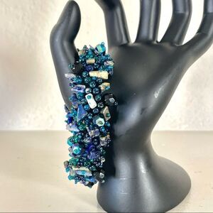 Magnetic stone blue caterpillar bracelet